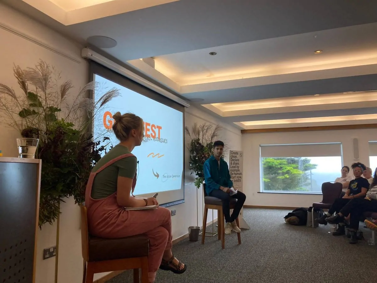 Amelia Crews and Verel Rodrigues speaking at Goodfest 2022
