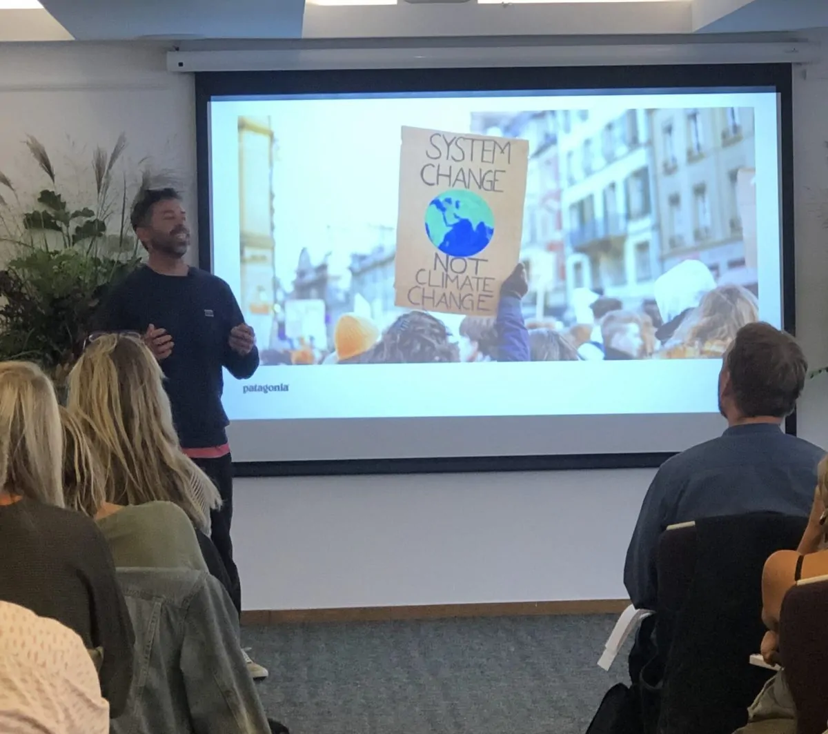 Jelle Mul from Patagonia speaking at Goodfest 2022