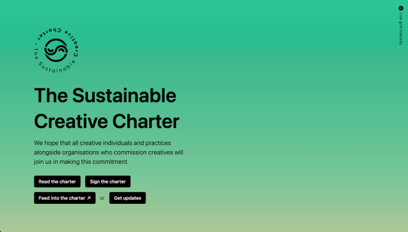 The Sustainable Creative Charter website