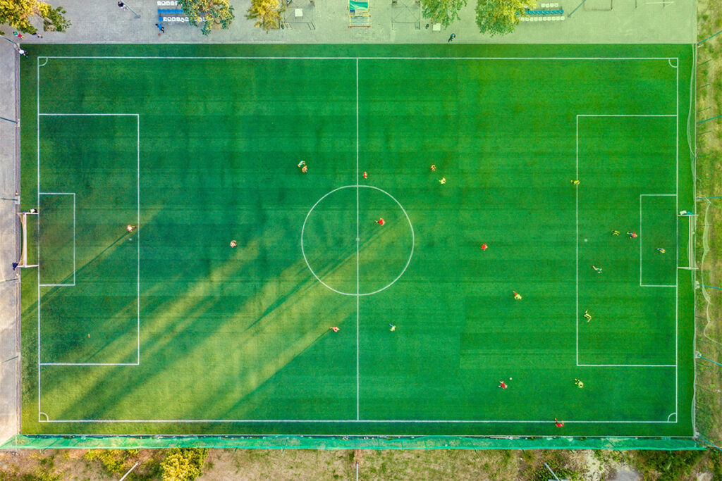 aerial view of a football pitch
