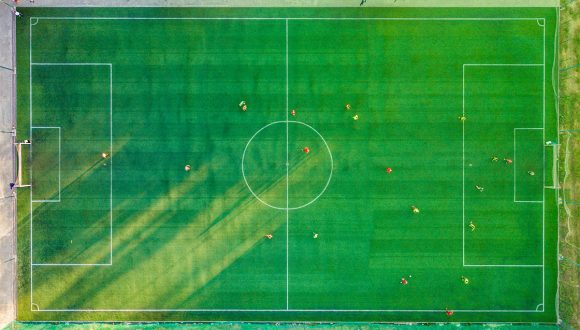 aerial view of a football pitch