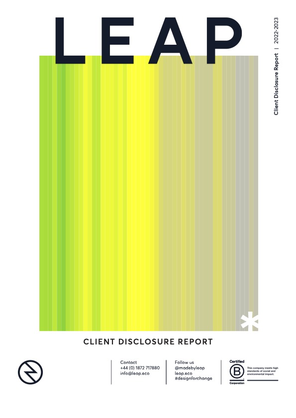 Front cover of the Leap client disclosure report 2022 to 2023