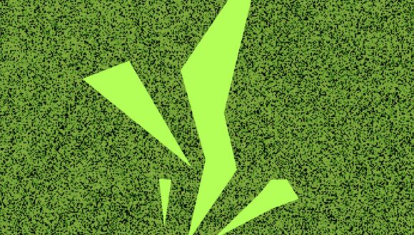 green static with abstract shape