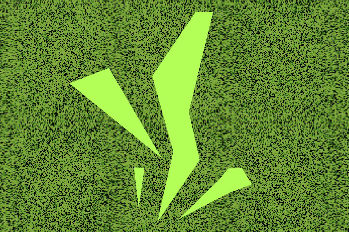 green static with abstract shape