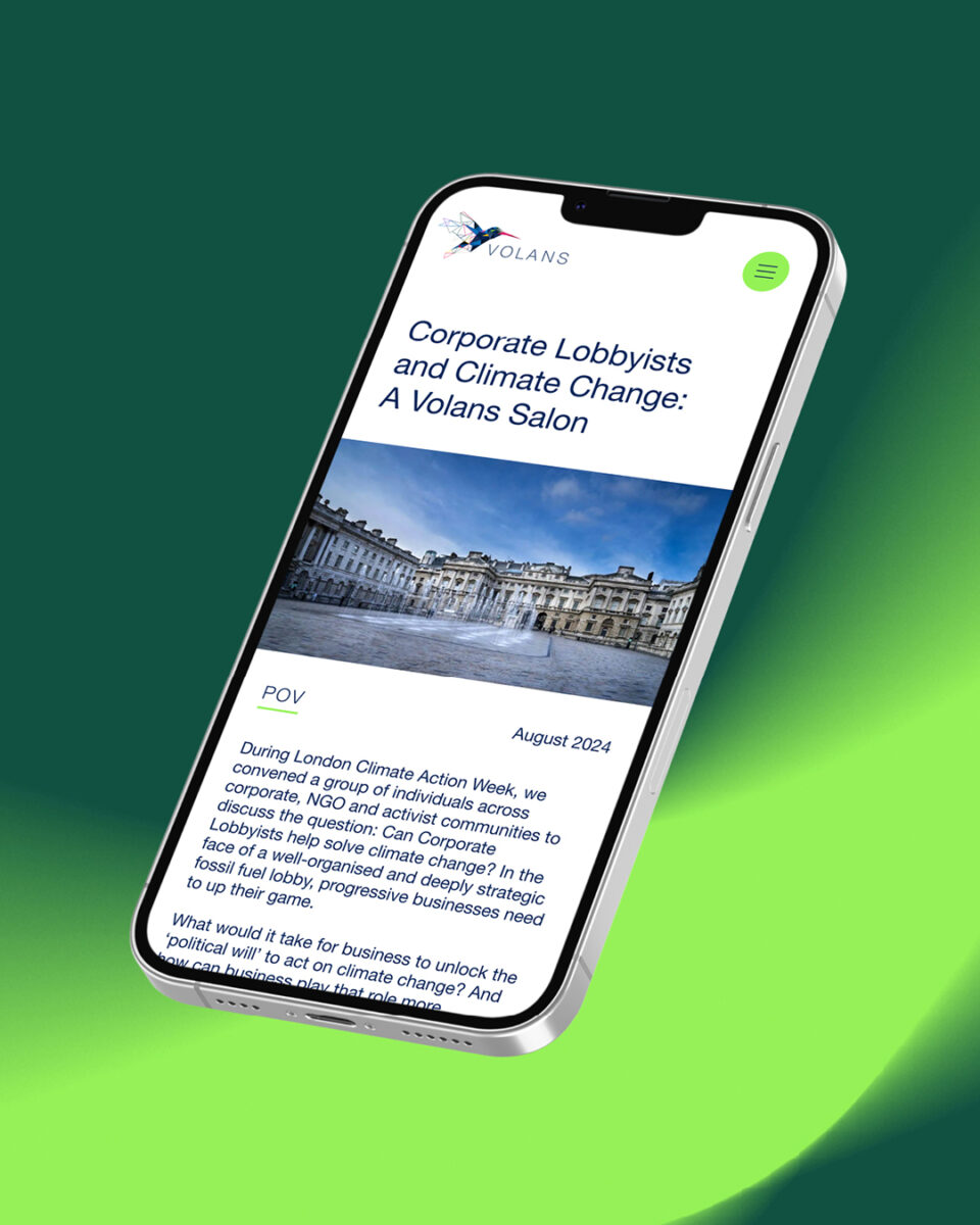 Volans website on mobile phone